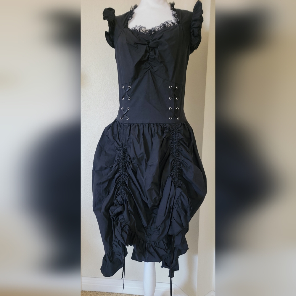 Victorian Valentine Steampunk Gothic Renaissance Women's Laced Top Dress, Size L - Picture 9 of 10